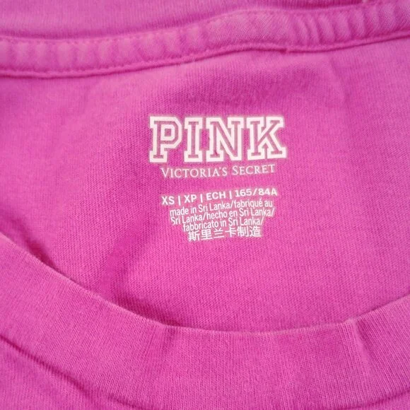 Victoria’s Secret PINK XS Pink Pocket T-Shirt Black Dog Back Graphic - Picture 4 of 4